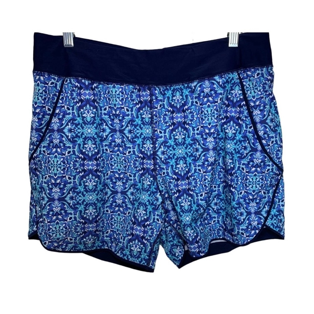 Lands' End Blue Mosaic Women's Athletic Shorts